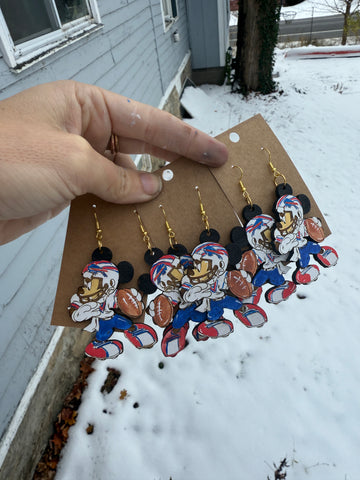 Mouse buffalo football earrings