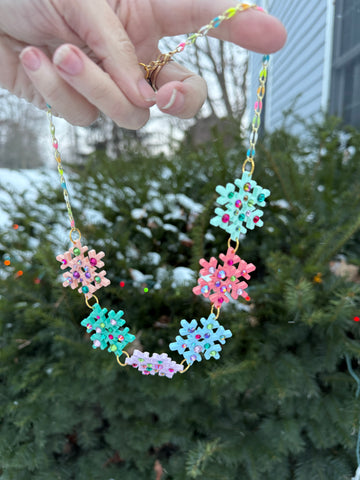 Rainbow snowflake bling necklace