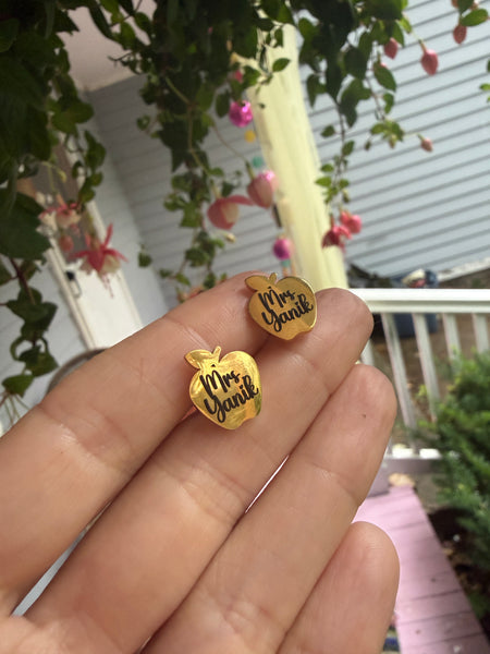 Personalized Apple metal earrings
