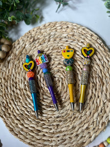 Beaded rhinestone rainbow pens