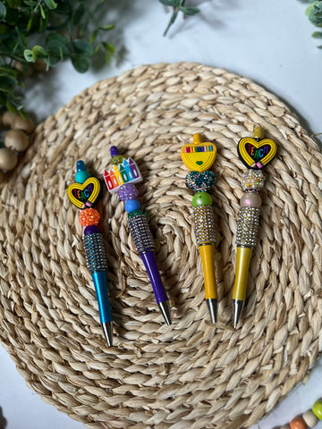Beaded rhinestone rainbow pens