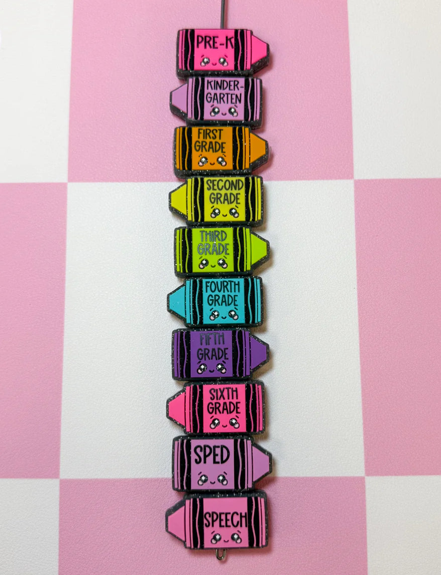 Pencil smiley silicone grade level bracelet *preorder*