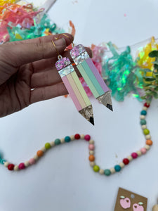 Pastel Rainbow pencil earrings dangle