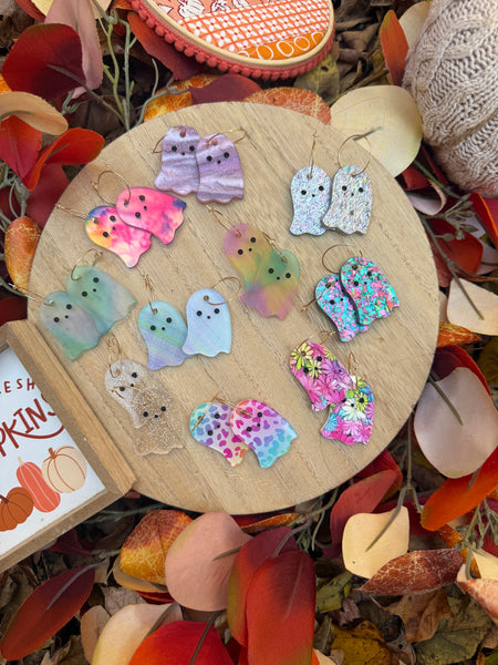 One of a kind patterned ghosties earrings