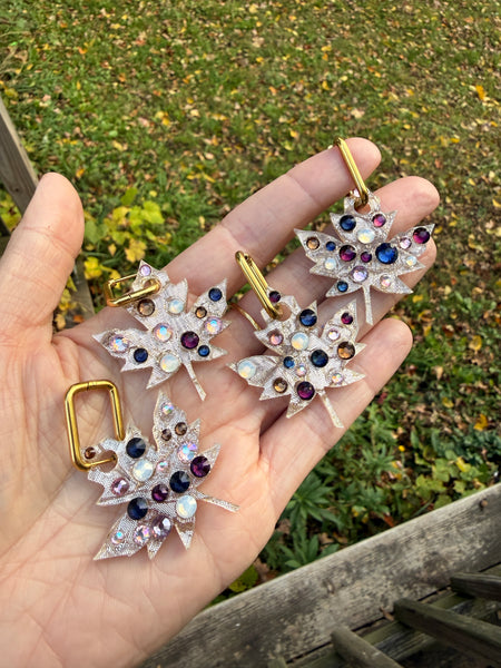 Leaf rhinestone earrings