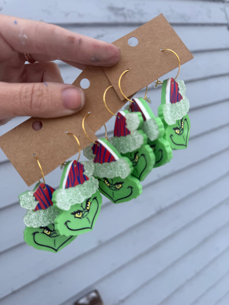Grinch Buffalo ZUBAZ earrings