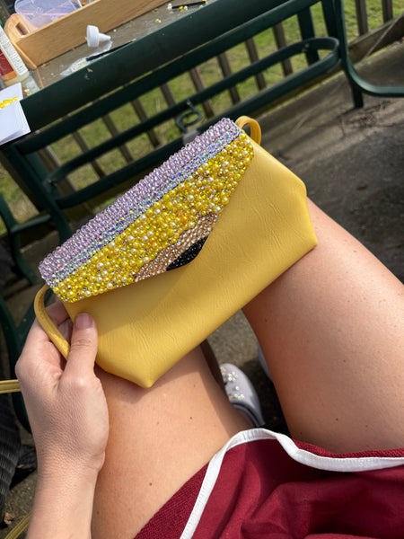 Pencil purse bling flap