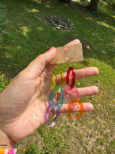 Pencil loops link rainbow earrings