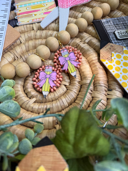 Pencil bow peach bead layered