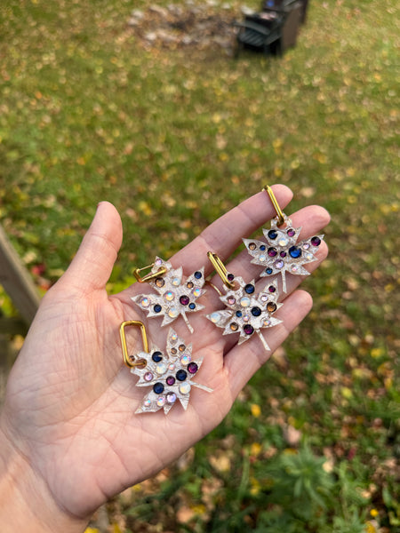 Leaf rhinestone earrings