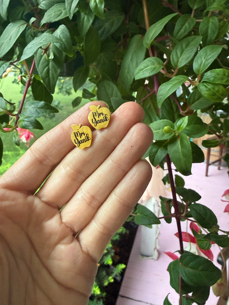 Personalized Apple metal earrings