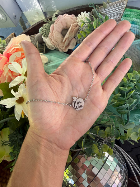 Personalized Apple metal necklace