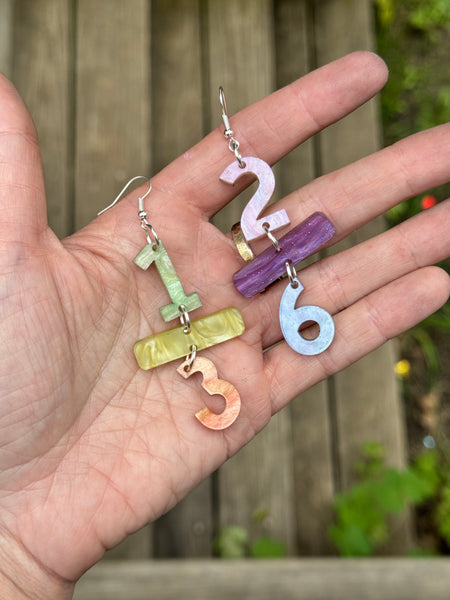*preorder* Equivalent fractions 1/3 2/6 earrings