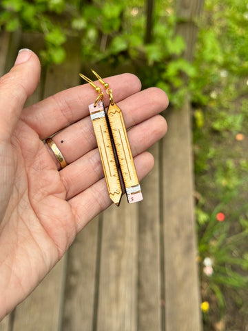 Pencil ruler dangle earrings *preorder*