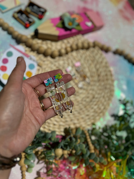 Pencil floral earrings