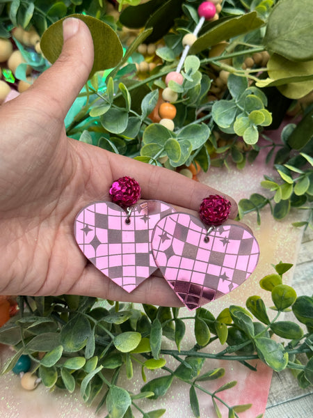 Disco heart earrings