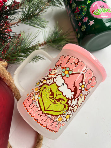 Grinchmas pink frosted mug