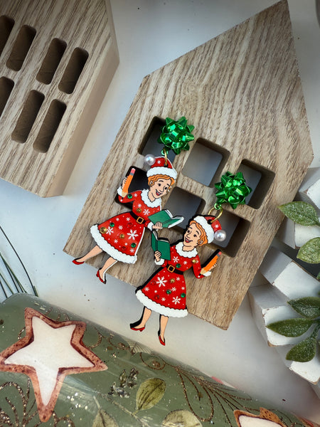 Christmas frizzle earrings