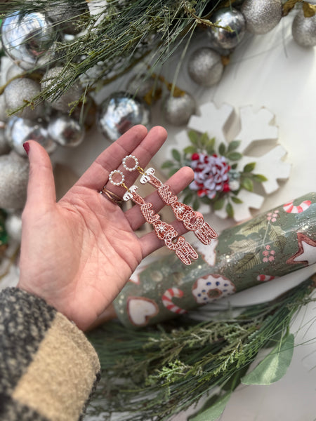 Teach gingerbread earrings
