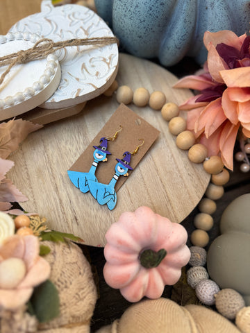 Pigeon in a witch hat earrings
