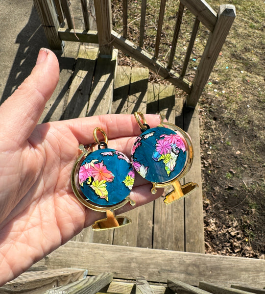 Floral globe earrings dangle