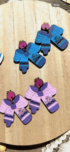 Crayon bow paper personalized earrings