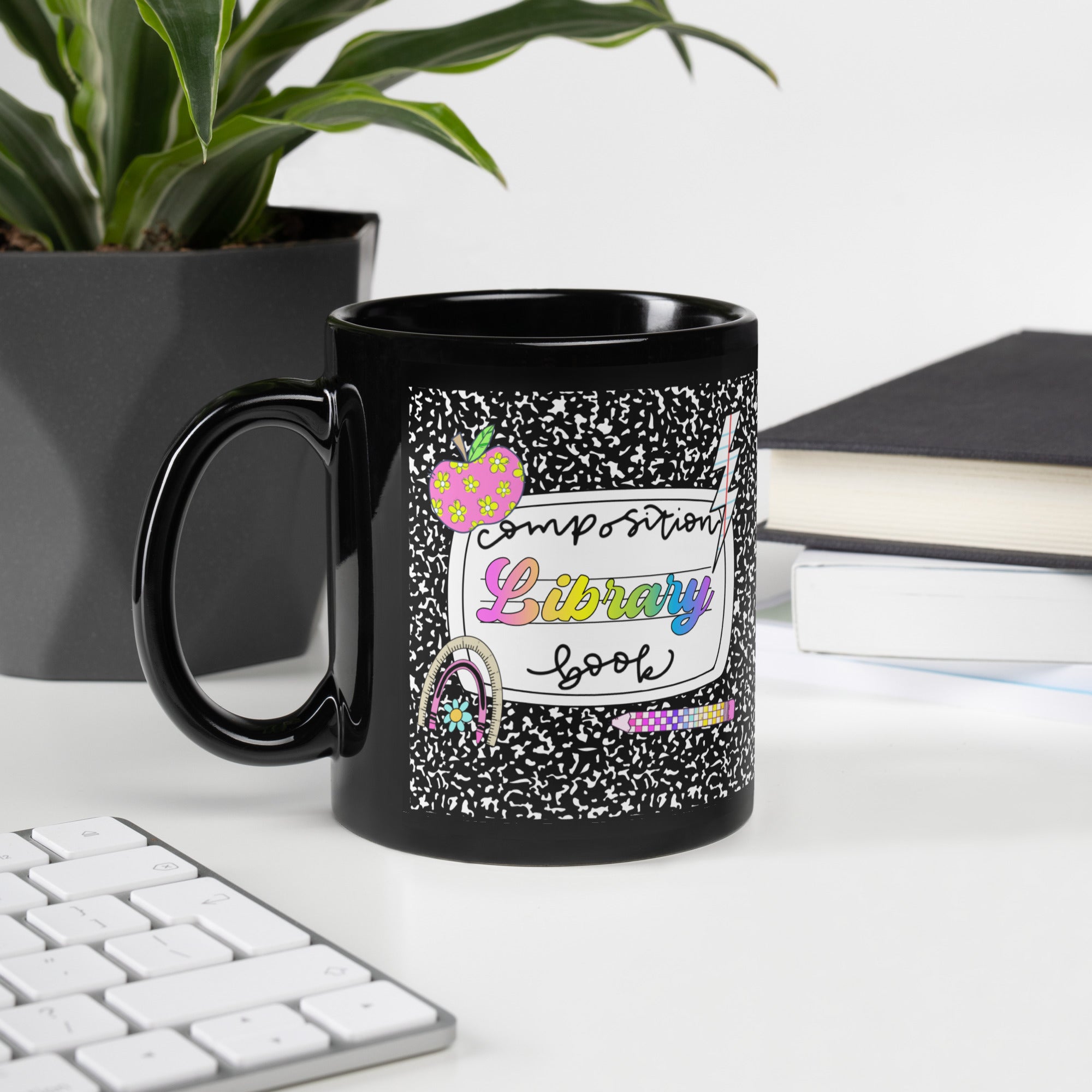 Library Black Glossy Mug