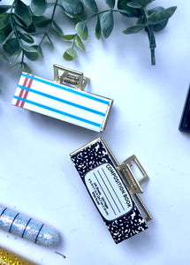 Composition and paper Gold metal claw clip med