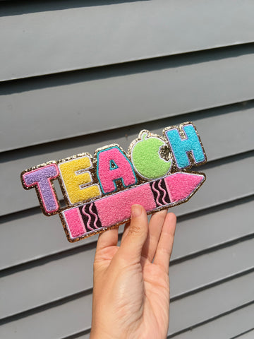 Teach chenille glitter iron on patch