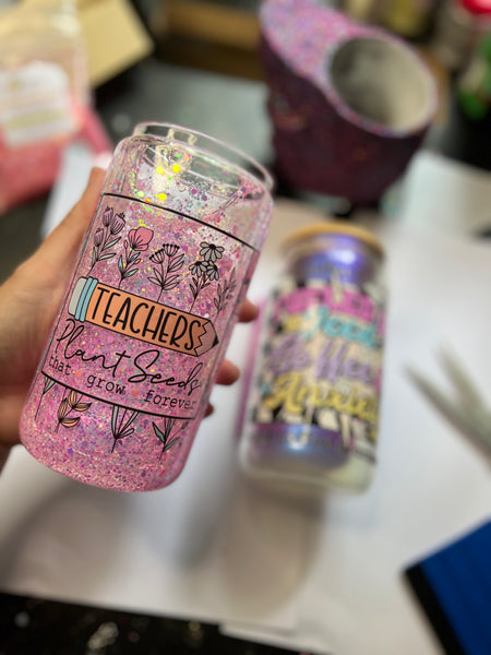 Teachers plant seeds that grow forever 16 oz Glitter snowglobe