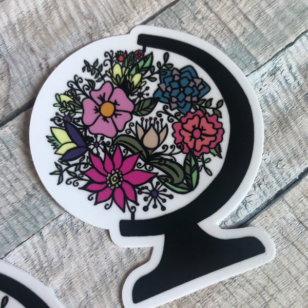 Flower globe sticker decal