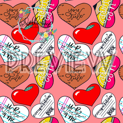 School conversation hearts coral background png