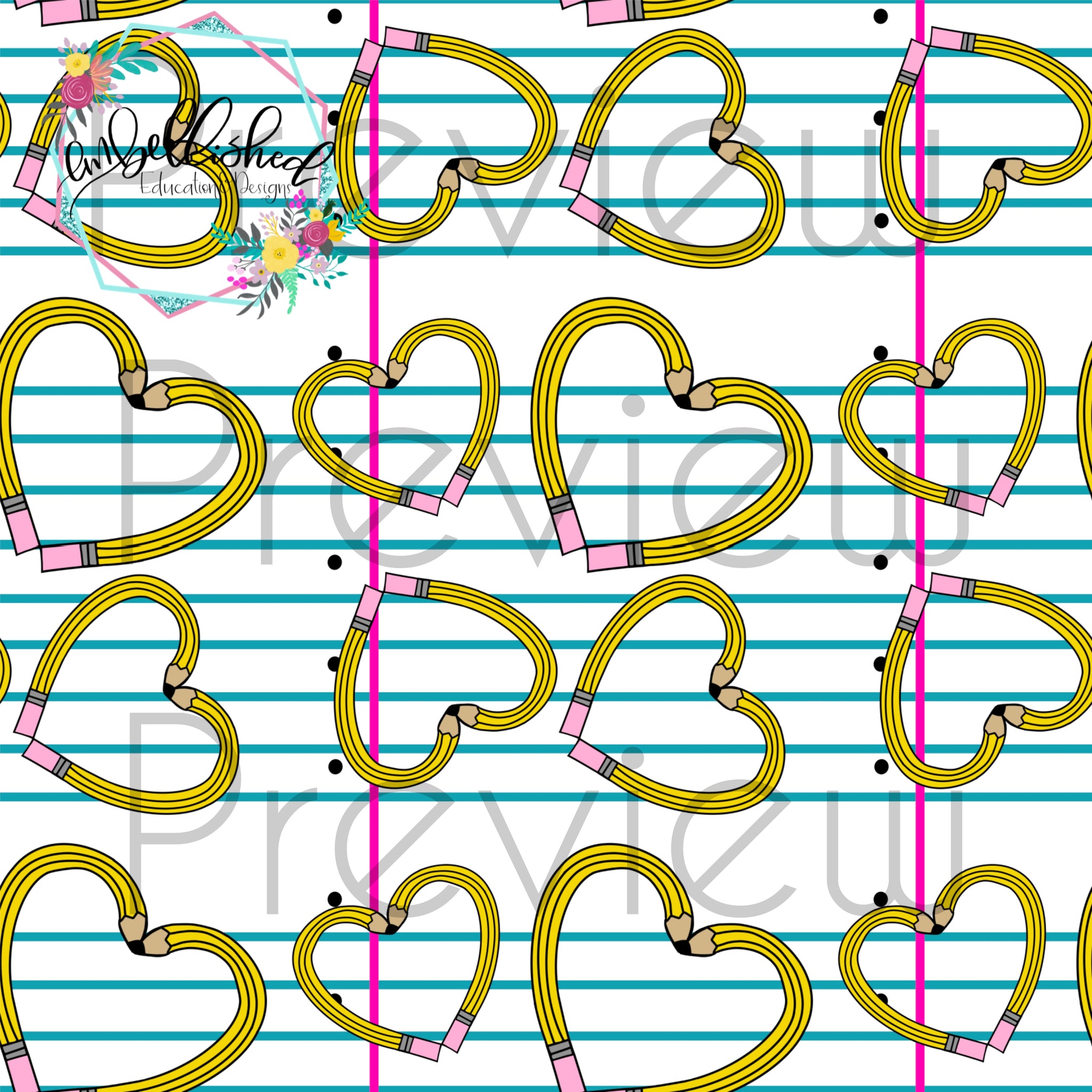Pencil heart paper repeating pattern png