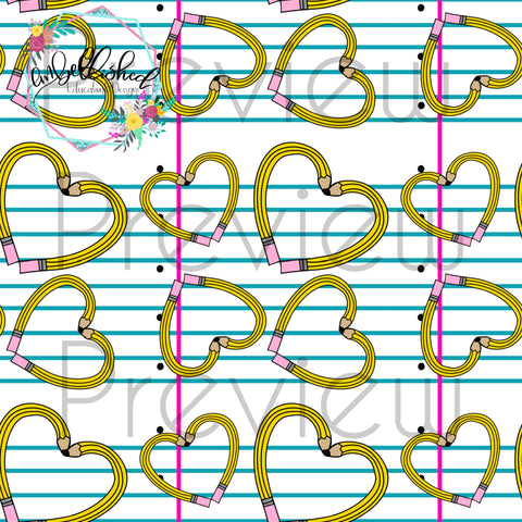 Pencil heart paper repeating pattern png