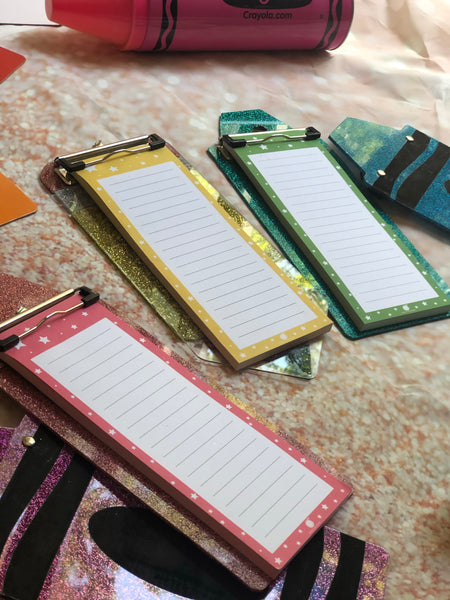 Mini glitter clipboard with notepad: school edition